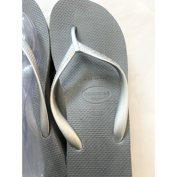Havaianas High Platform Flip Flops Womens 9 39 40 Wedge Sandals Beach Gray - Picture 4 of 8